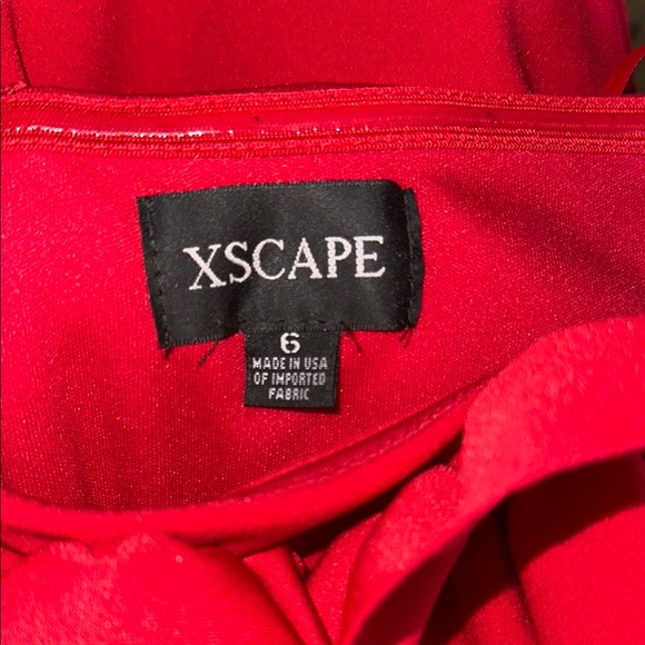 Xscape Red Ruffle Off-Shoulder Gown - - Picture 6 of 8